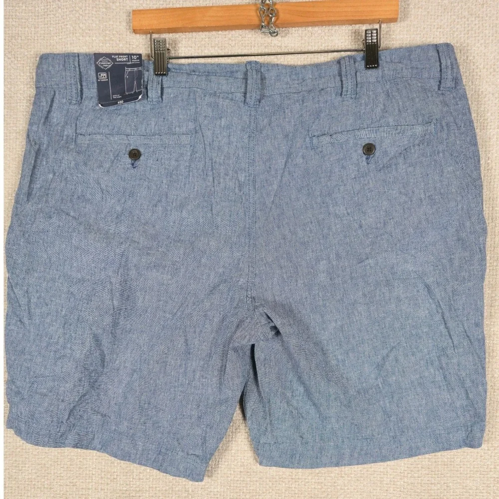St Johns Bay Mens 48 Big Navy Linen‎ Blend Flat Front Shorts 10 Inch Inseam New